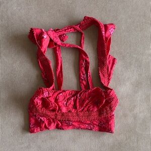 Women's Floral Lace Bralette - Red